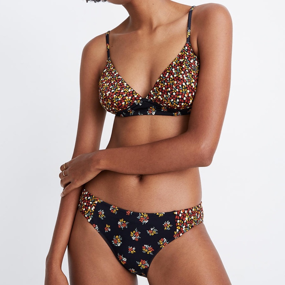 Madewell Second Wave Bikini Set in Lilies Mix